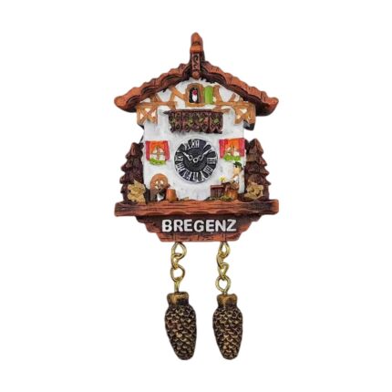 bregenz austria fridge magnet – black forest clock style travel keepsake & rustic home decoration