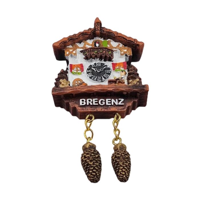 bregenz austria fridge magnet – black forest clock style travel keepsake & rustic home decoration