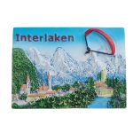 interlaken switzerland fridge magnet – paragliding over alps scenic town souvenir for travel lovers & fridge art collection