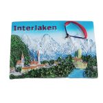 interlaken switzerland fridge magnet – paragliding over alps scenic town souvenir for travel lovers & fridge art collection