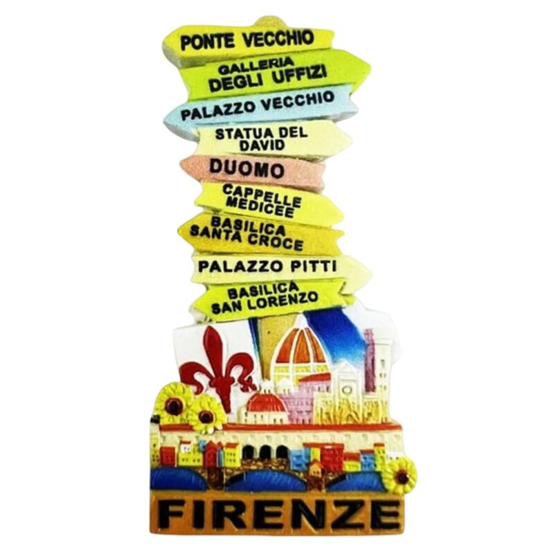 florence italy fridge magnet – colorful landmark signpost design travel keepsake for tuscany lovers