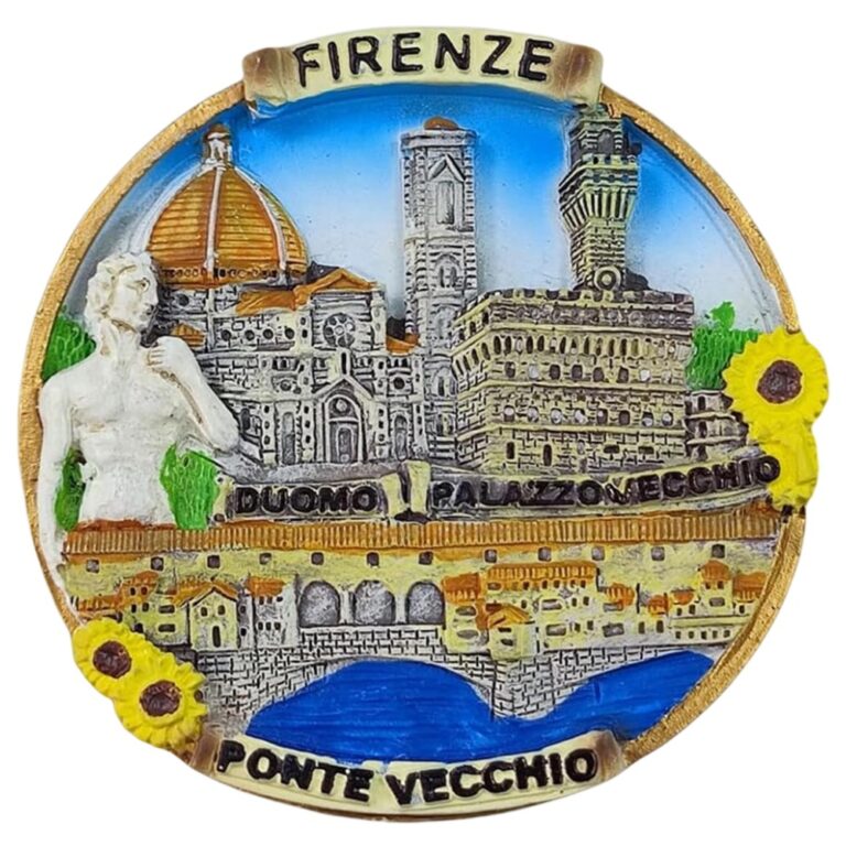 florence italy fridge magnet ponte vecchio, duomo, palazzo vecchio scene full city landmark set