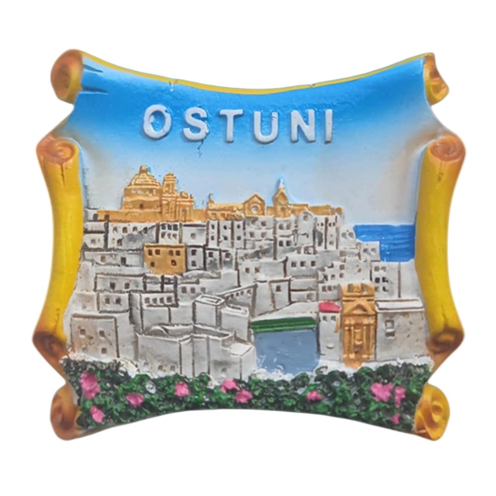 ostuni historic italy fridge magnet – baroque skyline souvenir & artistic kitchen reminder