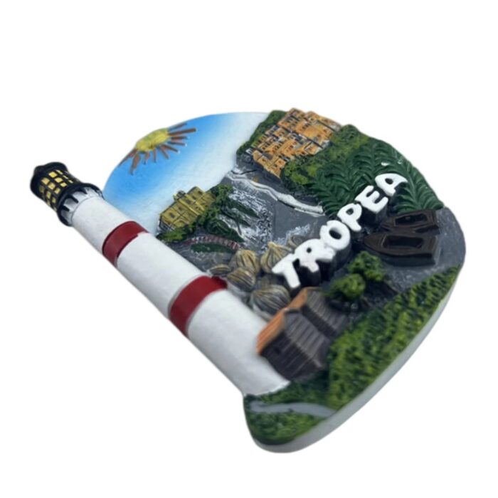 tropea italy fridge magnet coastal lighthouse & cliffside town souvenir, mediterranean travel gift