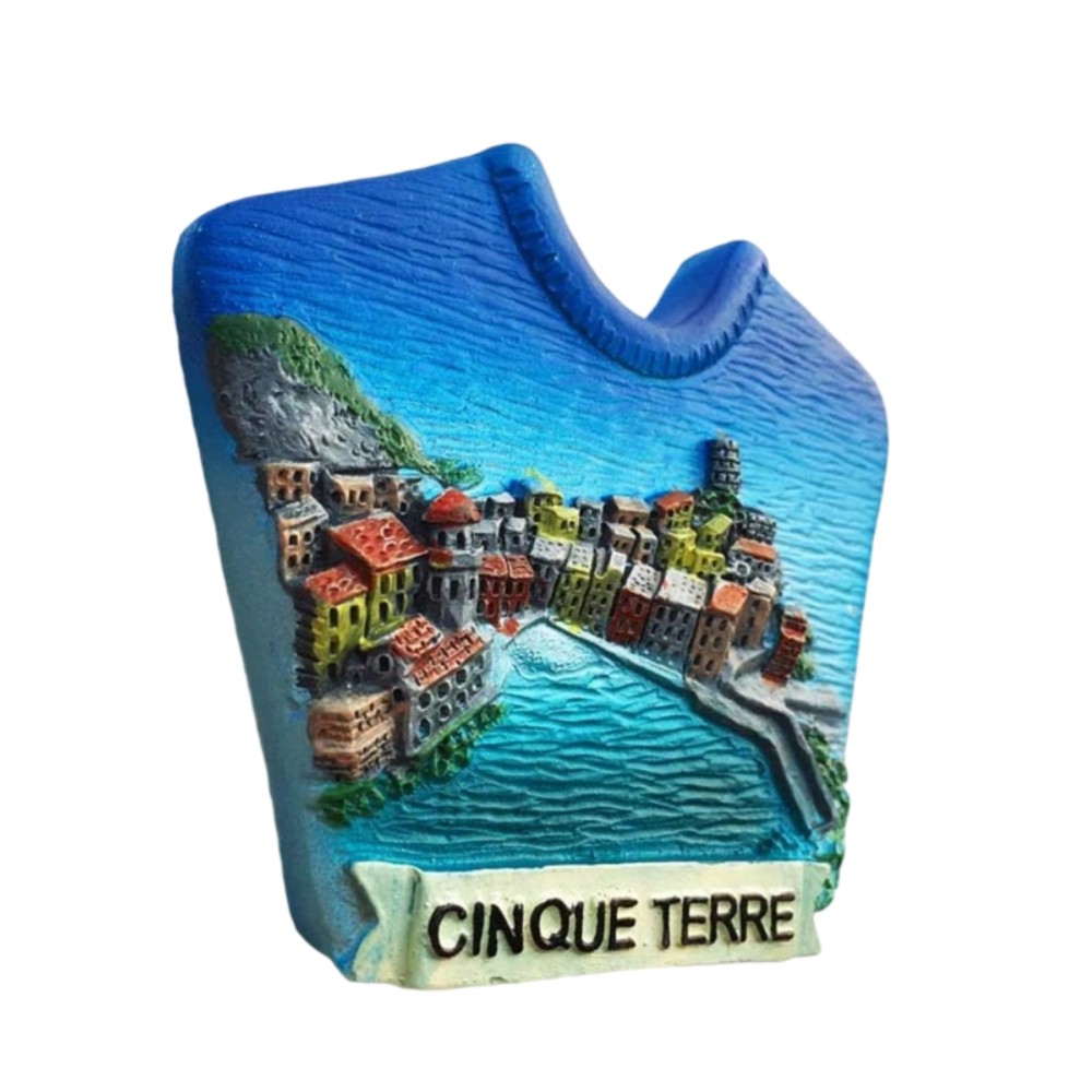 cinque terre t shirt shape fridge magnet – seaside italy souvenir & cute coastal decor