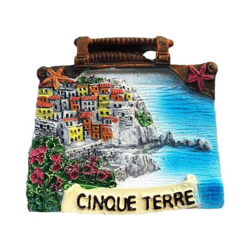 cinque terre suitcase design fridge magnet – coastal italy travel gift & vacation keepsake