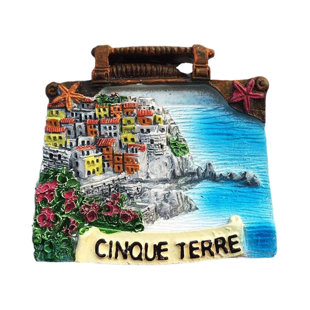 cinque terre suitcase design fridge magnet – coastal italy travel gift & vacation keepsake