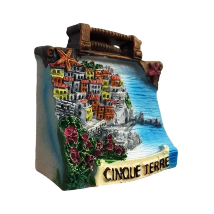 cinque terre suitcase design fridge magnet – coastal italy travel gift & vacation keepsake