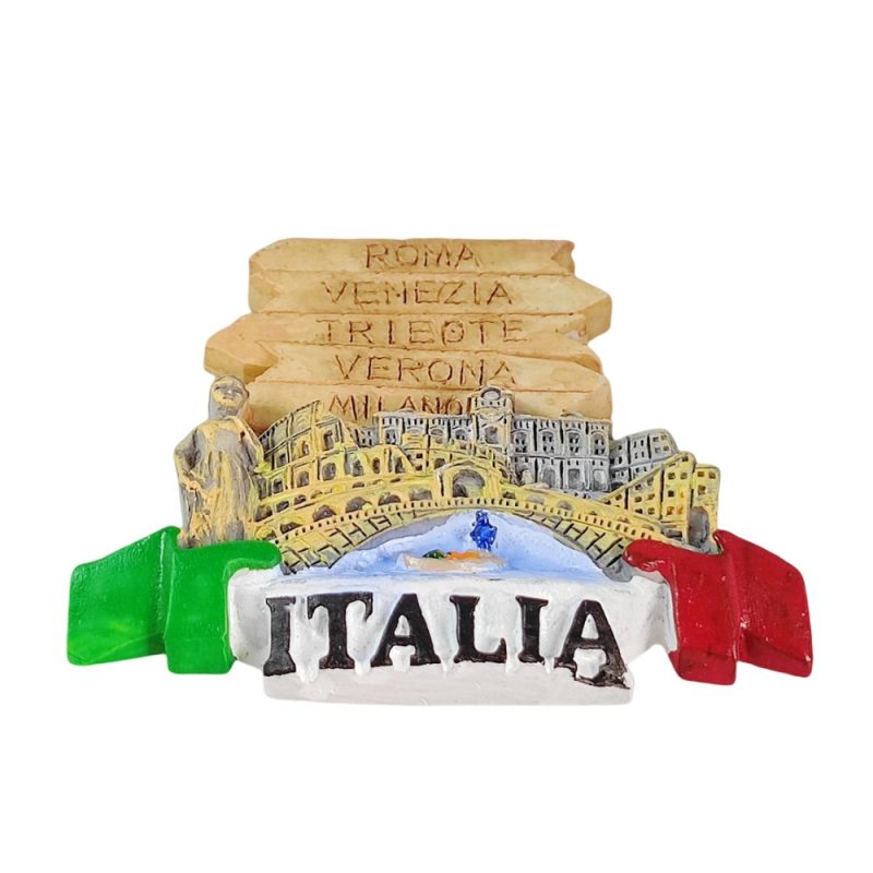 italia landmark cities fridge magnet featuring rome, venice, milan – vintage tourist gift & kitchen art