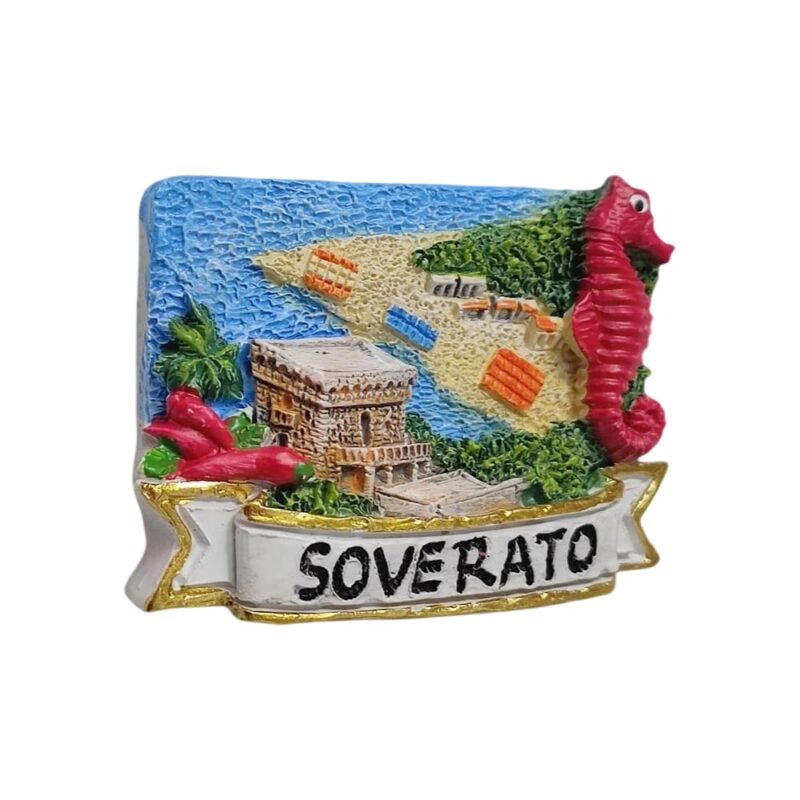 soverato italy fridge magnet coastal beach scene souvenir & colorful summer decor
