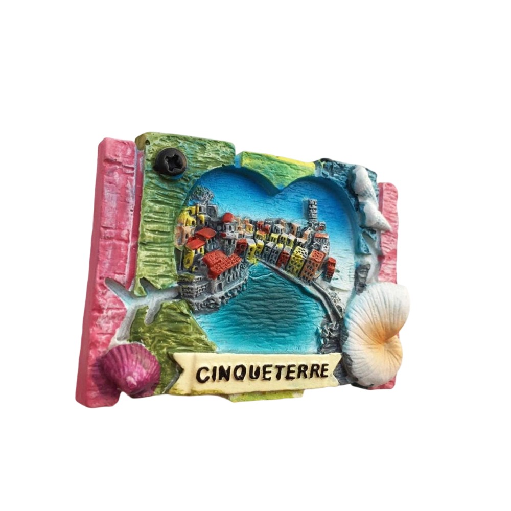 cinque terre village heart fridge magnet – italian riviera souvenir & beach memory decor