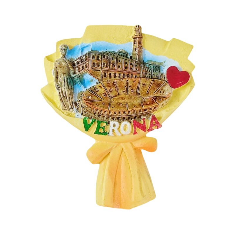verona italy fridge magnet roman arena & juliet statue scene – romantic gift & office locker decor
