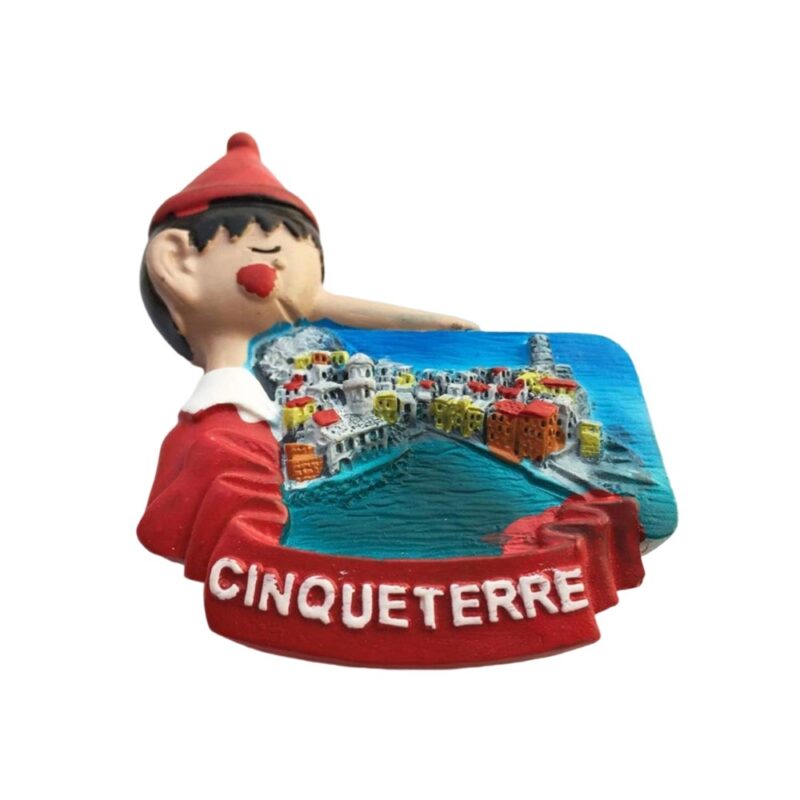 cinque terre italy fridge magnet – pinocchio coastal scene travel gift & fun decor idea
