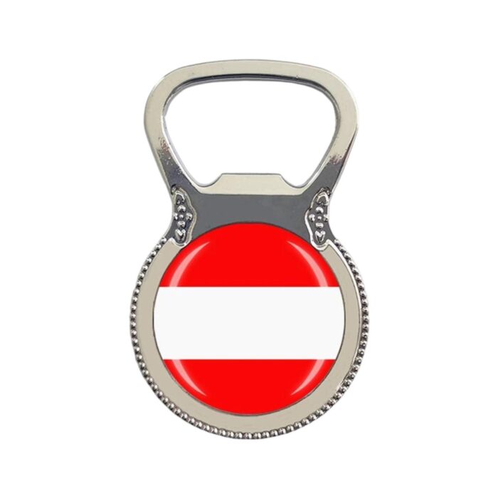 austria flag fridge magnet bottle opener – minimalist travel souvenir & practical whiteboard accessory