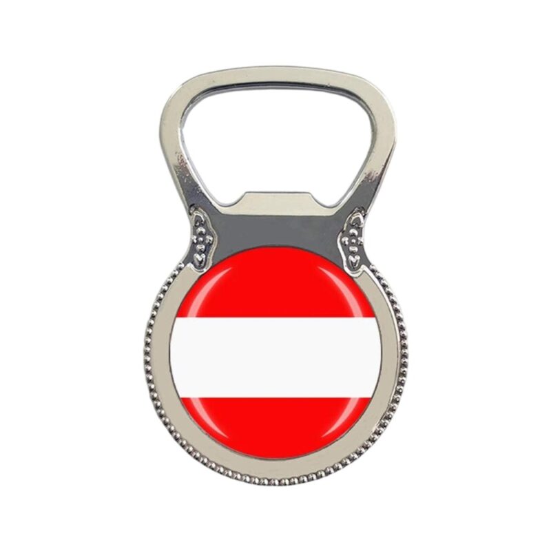 austria flag fridge magnet bottle opener – minimalist travel souvenir & practical whiteboard accessory