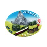 zermatt switzerland fridge magnet – matterhorn mountain train scene travel souvenir & alpine cabin decor