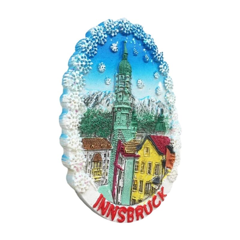 innsbruck austria fridge magnet – snow mountain & winter scene collectible for seasonal fridge decor