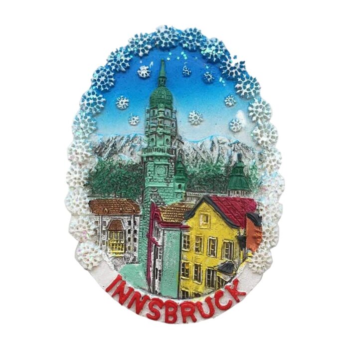 innsbruck austria fridge magnet – snow mountain & winter scene collectible for seasonal fridge decor