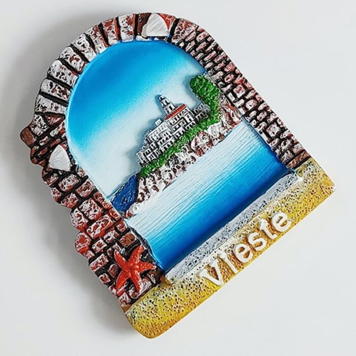vieste italy fridge magnet coastal arch view souvenir, mediterranean travel memory decor