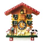 swiss farmhouse cuckoo clock fridge magnet – cow & farmer themed switzerland souvenir for home decoration