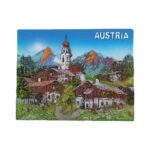 austria alpine village scene fridge magnet – traditional landscape travel collectible & home display