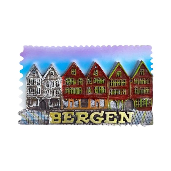 bergen norway colorful houses fridge magnet – historic bryggen wharf souvenir & coastal charm