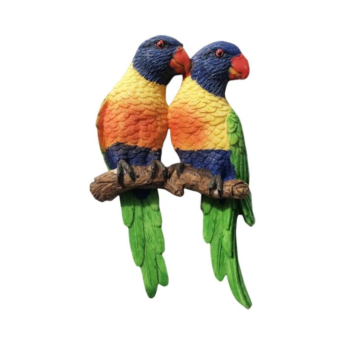 ​​mexican parrot fridge magnets tropical colorful birds on branch, handmade souvenir gift & kitchen decor for animal lovers​​