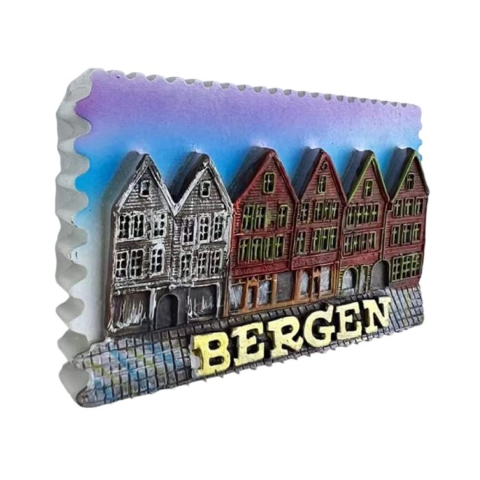 bergen norway colorful houses fridge magnet – historic bryggen wharf souvenir & coastal charm