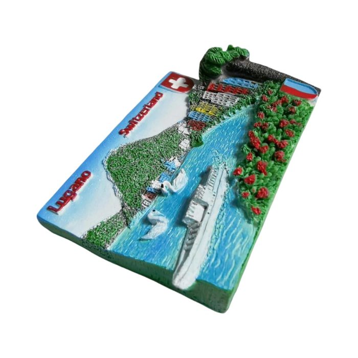lugano switzerland lake view fridge magnet – colorful cityscape travel souvenir for fridge or workspace