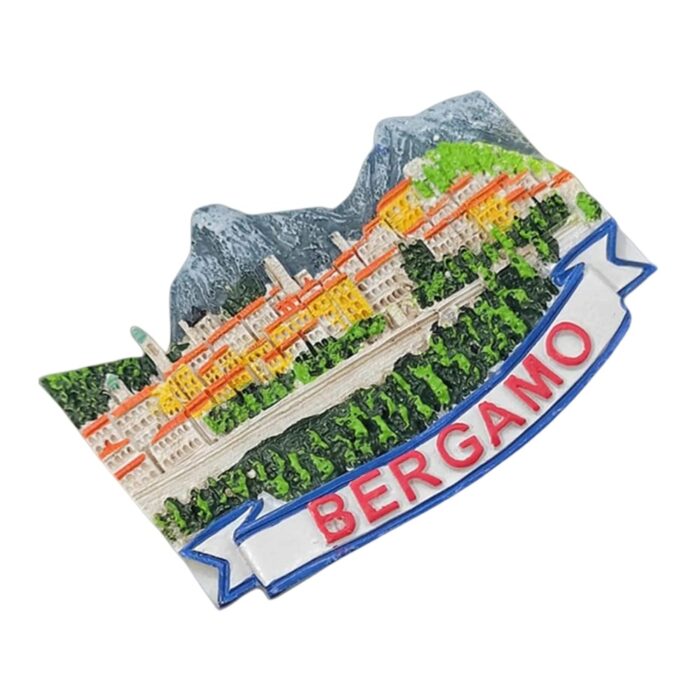 bergamo italy fridge magnet – alpine cityscape travel collectible & refrigerator art decor