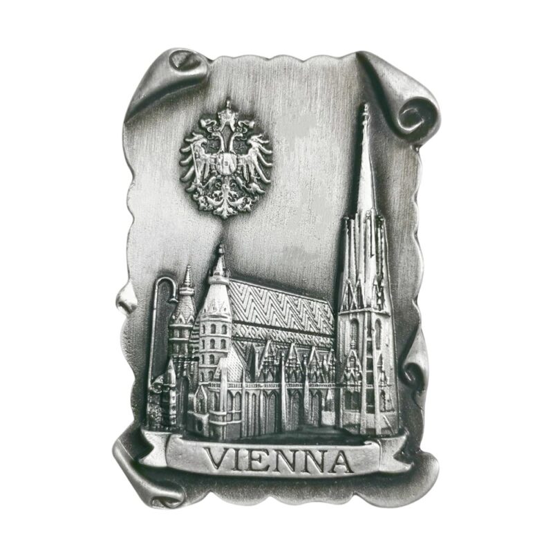 vienna austria cathedral silver fridge magnets – vintage travel collectible & artistic decor piece