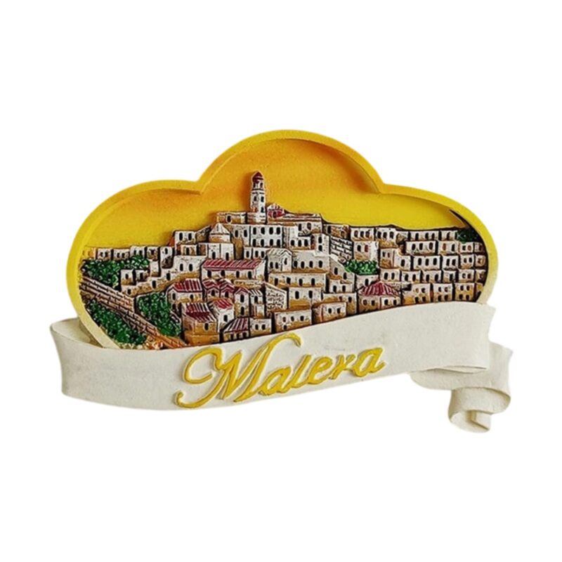 matera italy fridge magnet cloud frame old town souvenir & rustic italian keepsake