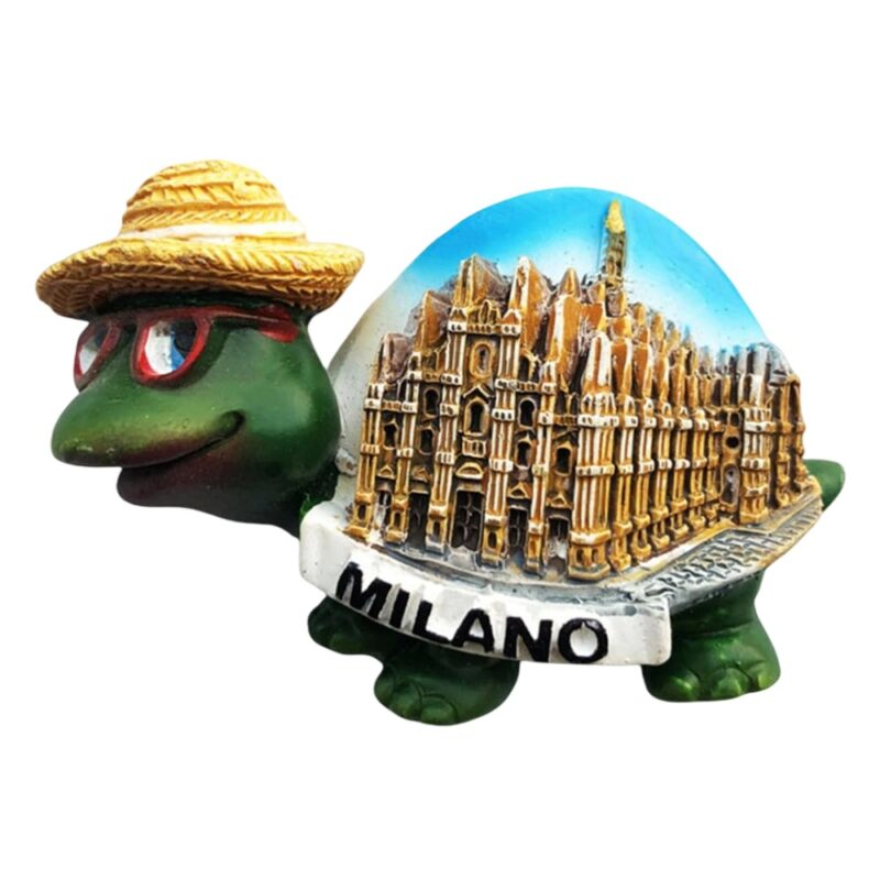 milano italy fridge magnet – milan cathedral on turtle figurine – cute travel souvenir & fun decor