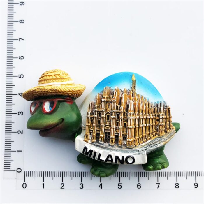 milano italy fridge magnet – milan cathedral on turtle figurine – cute travel souvenir & fun decor