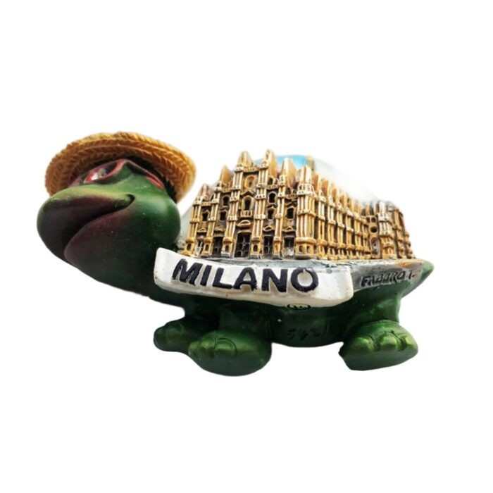 milano italy fridge magnet – milan cathedral on turtle figurine – cute travel souvenir & fun decor