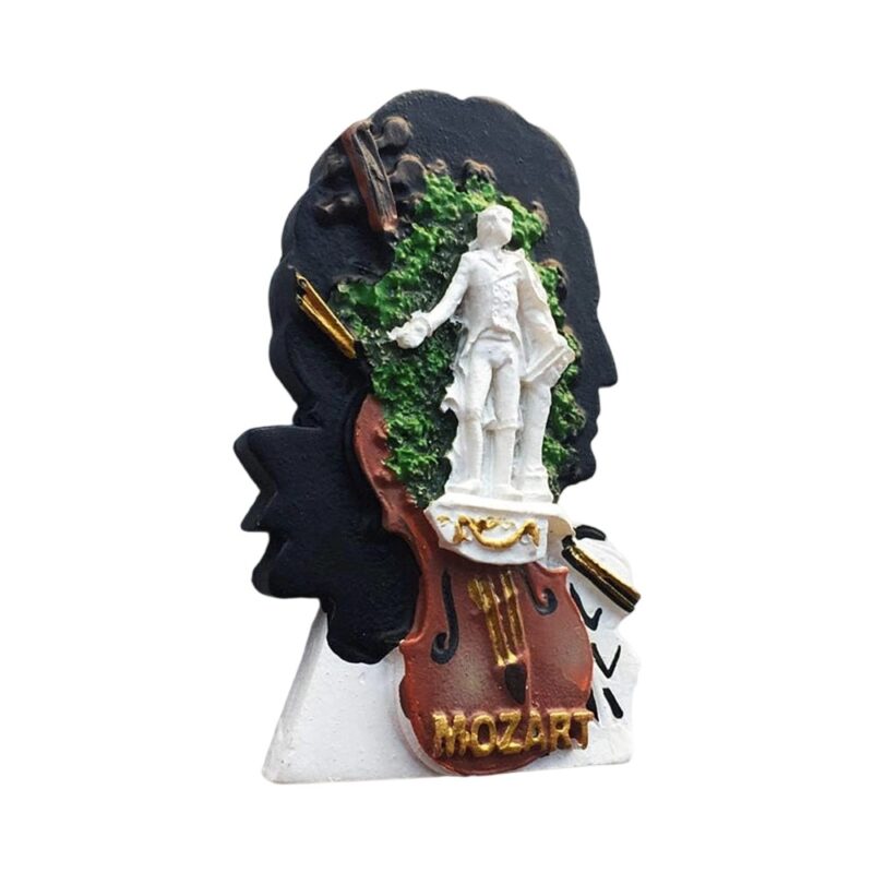 mozart austria fridge magnet – musician silhouette design, creative travel gift & retro decor idea