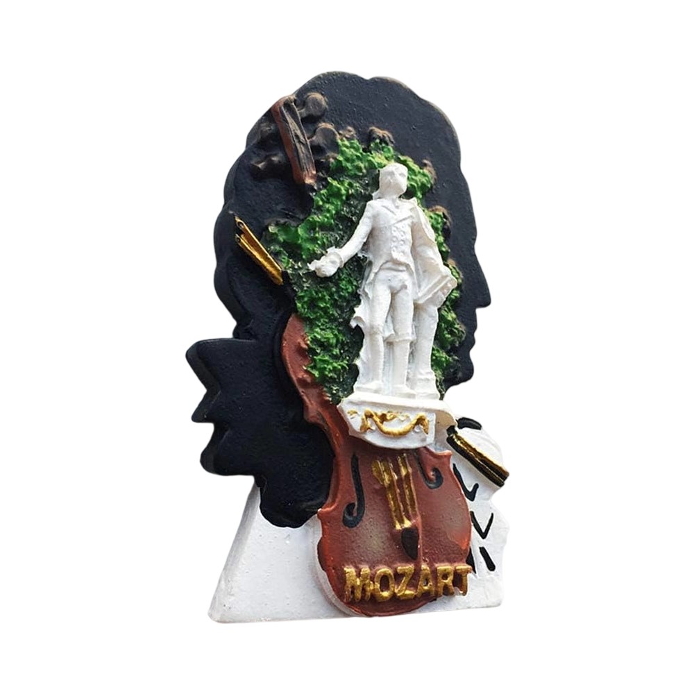 mozart austria fridge magnet – musician silhouette design, creative travel gift & retro decor idea