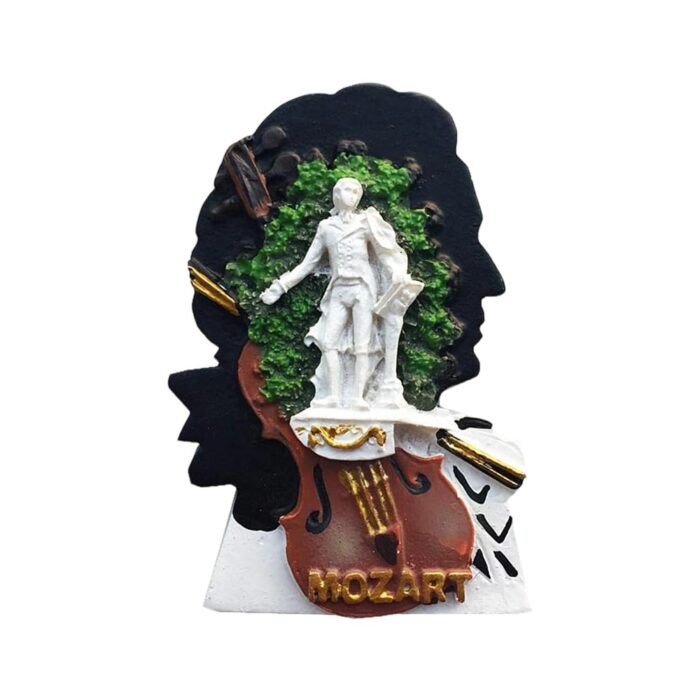 mozart austria fridge magnet – musician silhouette design, creative travel gift & retro decor idea