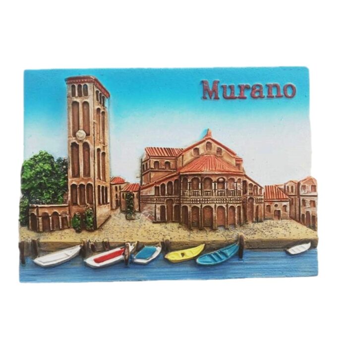 murano island venice fridge magnet – colorful boats scene travel souvenir gift & nautical decor