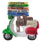 rome italy scooter fridge magnet – vespa with landmarks signpost travel gift & urban adventure decor
