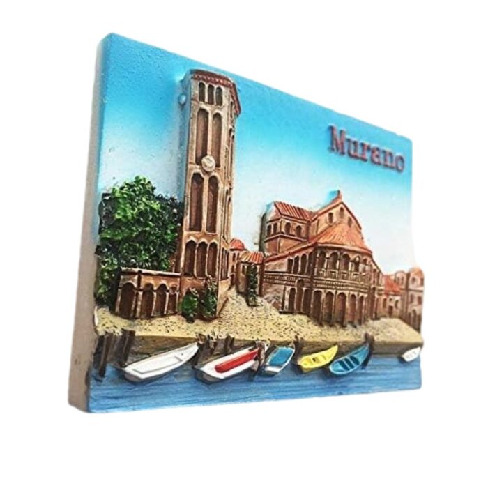 murano island venice fridge magnet – colorful boats scene travel souvenir gift & nautical decor