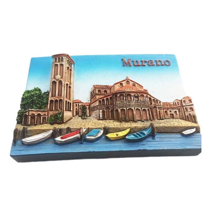 murano island venice fridge magnet – colorful boats scene travel souvenir gift & nautical decor