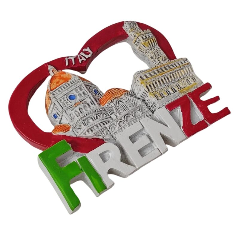 firenze italy fridge magnet – heart shaped florence souvenir featuring cathedral & palazzo vecchio