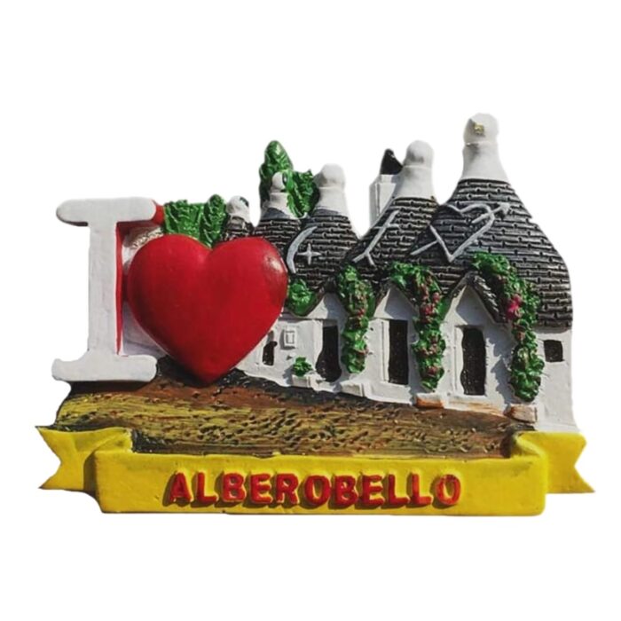 i ❤️ alberobello italy trulli house fridge magnet – puglia region travel keepsake & rustic decor