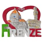 firenze italy fridge magnet – heart shaped florence souvenir featuring cathedral & palazzo vecchio