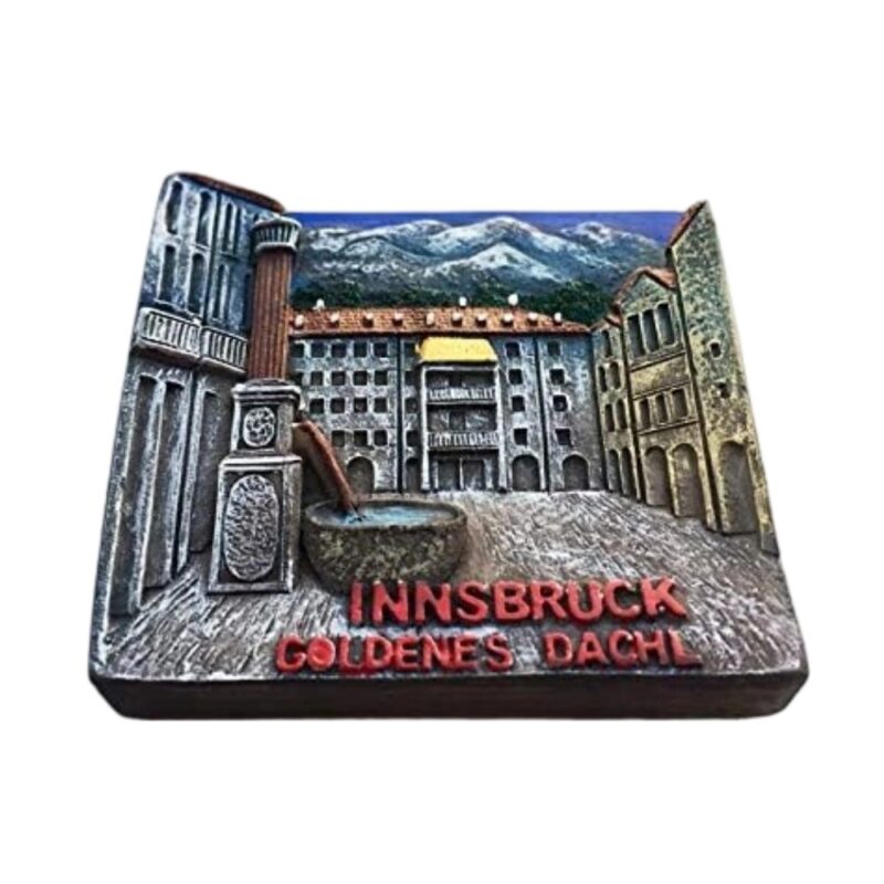 innsbruck austria fridge magnet – golden roof landmark scene, alpine travel souvenir & rustic decor