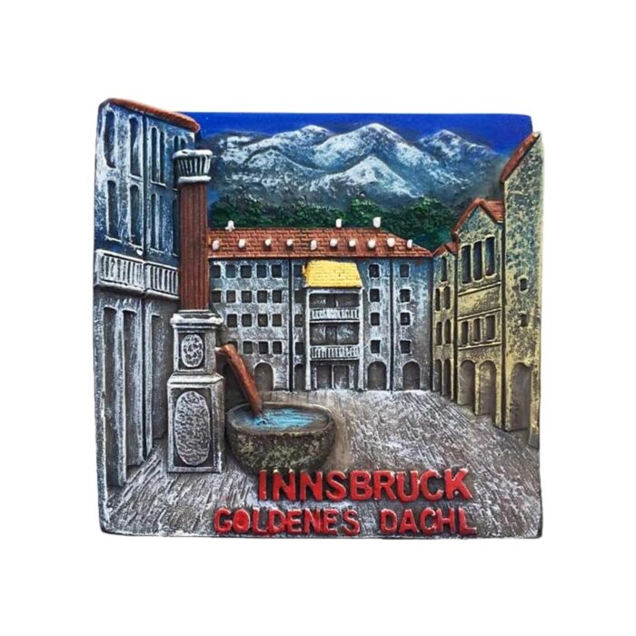 innsbruck austria fridge magnet – golden roof landmark scene, alpine travel souvenir & rustic decor
