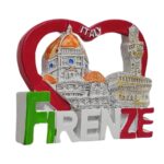 firenze italy fridge magnet – heart shaped florence souvenir featuring cathedral & palazzo vecchio