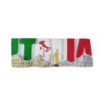 italia letters fridge magnet map & monuments with tricolor flag – italy travel gift & retro decor accent