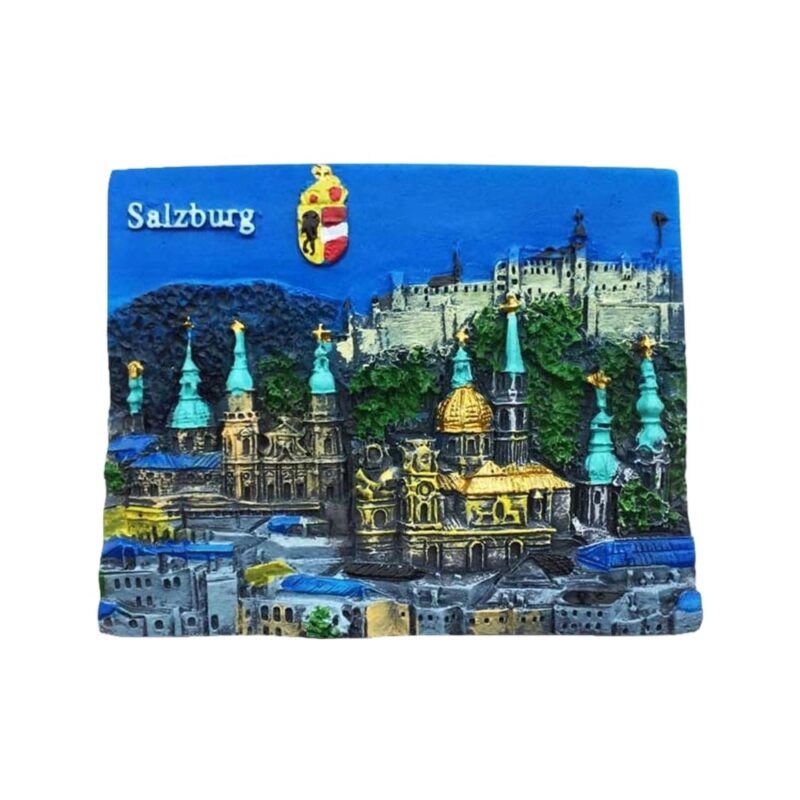 salzburg austria fridge magnet – hohensalzburg fortress panorama, european travel collectible decor
